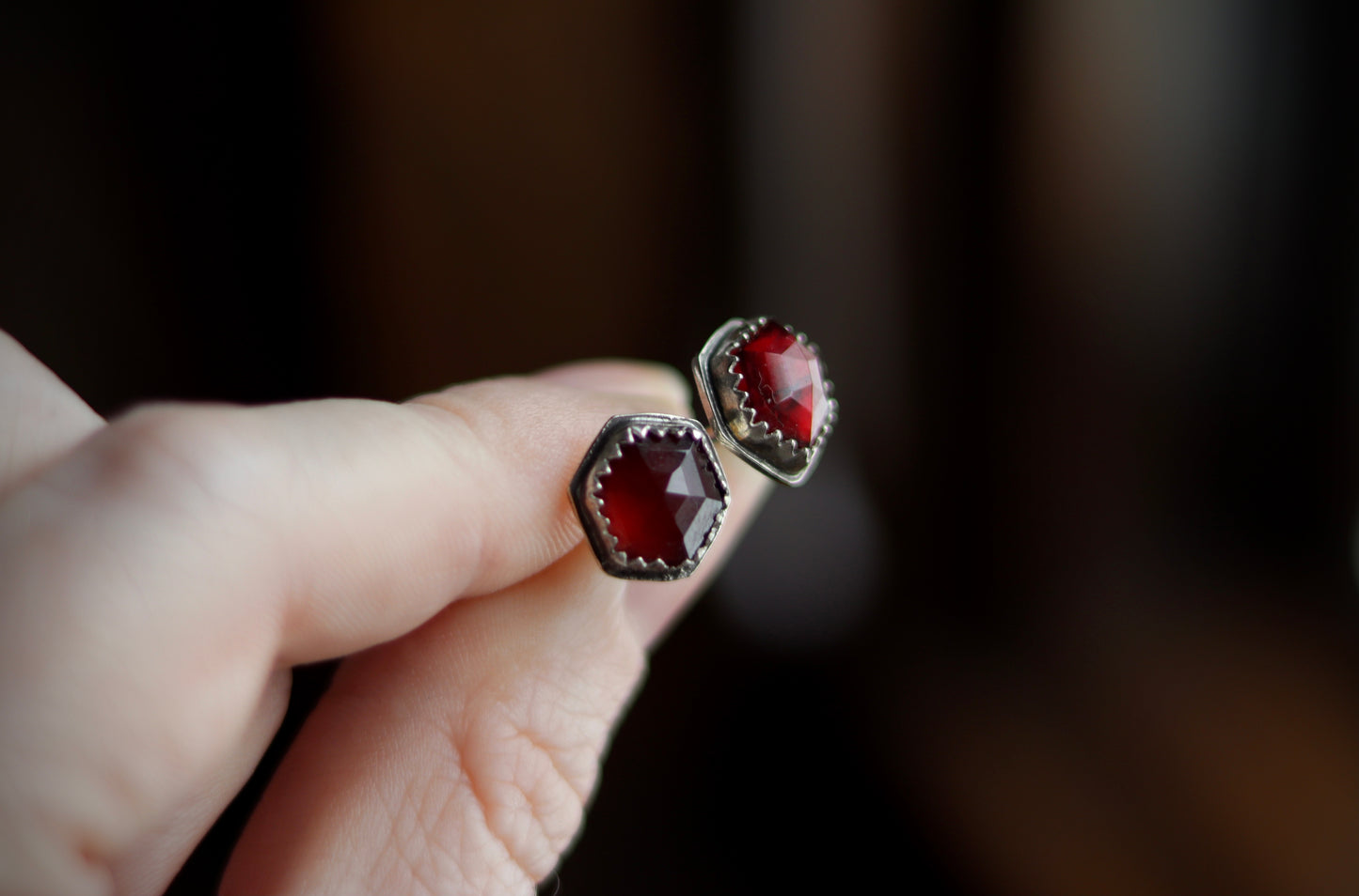 Garnet Post Earrings