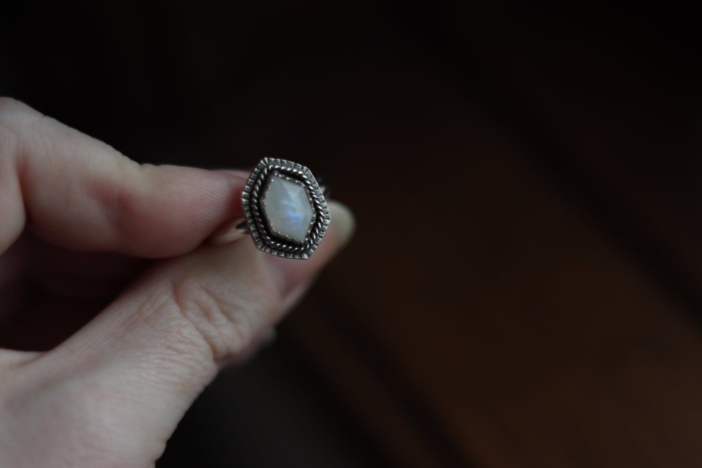 Rosecut Moonstone Ring